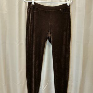 Hue cotton polyester spandex velvet leggings, brown, size medium